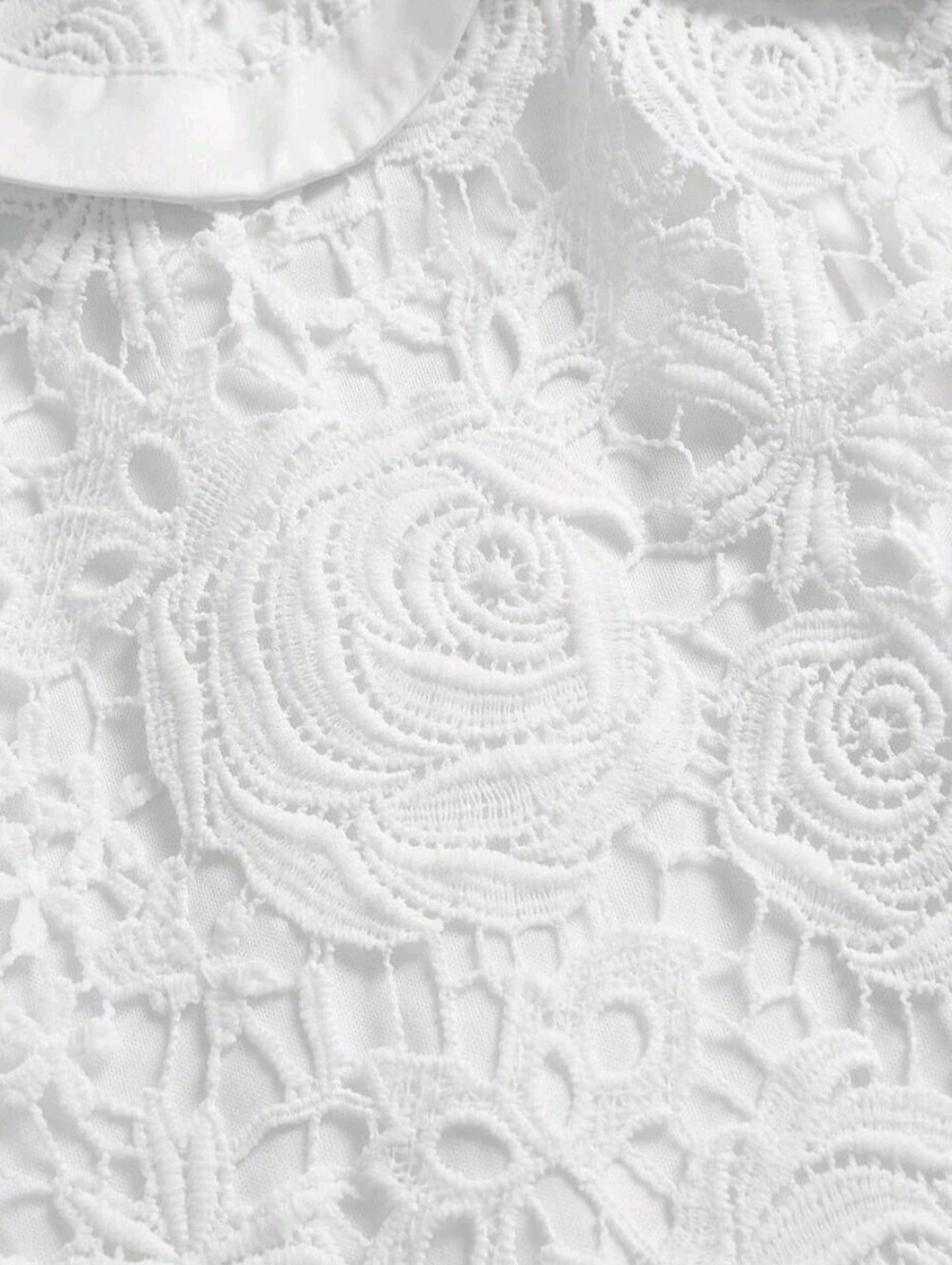 New Floral Embroidered Lace Sheer Mock Neck Scalloped Midi Dress White - Picture 11 of 14